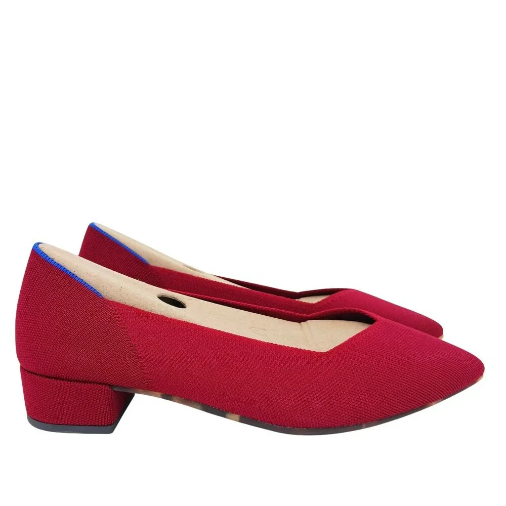 Rothys The High Point Comfort Heel Autumn Red US 13 Machine Washable Sustainable